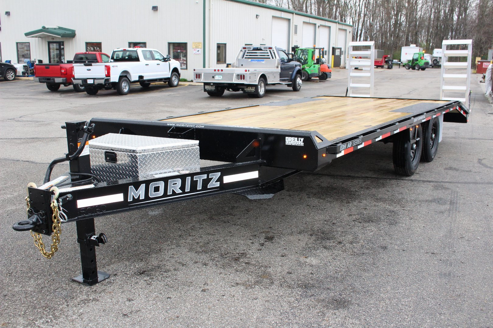 New 2026 Moritz 8' 6" x 18' + 4' Deckover Flatbed w/ Beavertail - Aluminum Ramps - 14,000# GVW