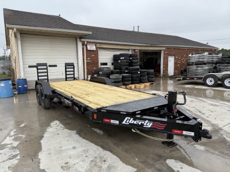 New 2025 LIBERTY LE14K83X17+3B8 Equipment Trailer 83X20 TA KNEE RAMPS (GVW:15400) BLACK