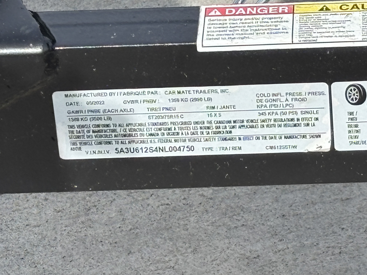 Used 2022 Used Car Mate Trailers SST12 Utility Trailer W/ Solid Sides / Weld On D-Rings - 2990# GVWR