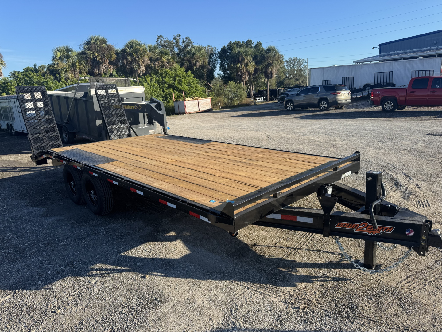 New 2026 Down 2 Earth Trailers 8.5X20(18+2) TANDEM AXLE 14000 LB GVWR Deckover EQUIPMENT Trailer WITH DOVETAIL AND STANDUP RAMPS