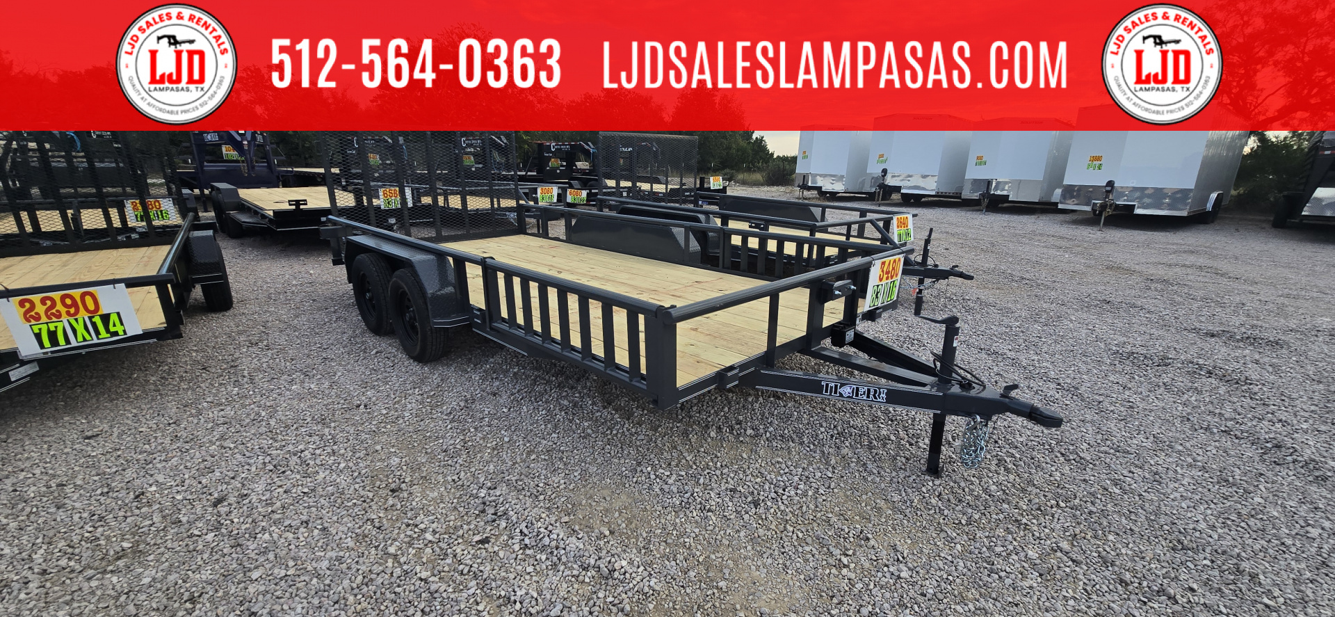New 2025 - Tiger - 83" x 16' Utility Trailer - Sides Makes Ramps