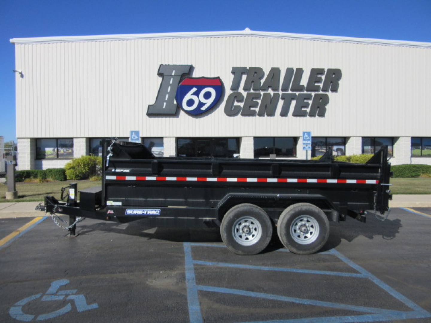Used 2025 Sure-Trac 7 x 14 Heavy Duty Low Profile Telescopic ST8214TLDD-B-140 Dump Trailer 14K