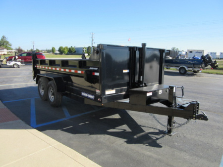 Used 2025 Sure-Trac 7 x 14 Heavy Duty Low Profile Telescopic ST8214TLDD-B-140 Dump Trailer 14K