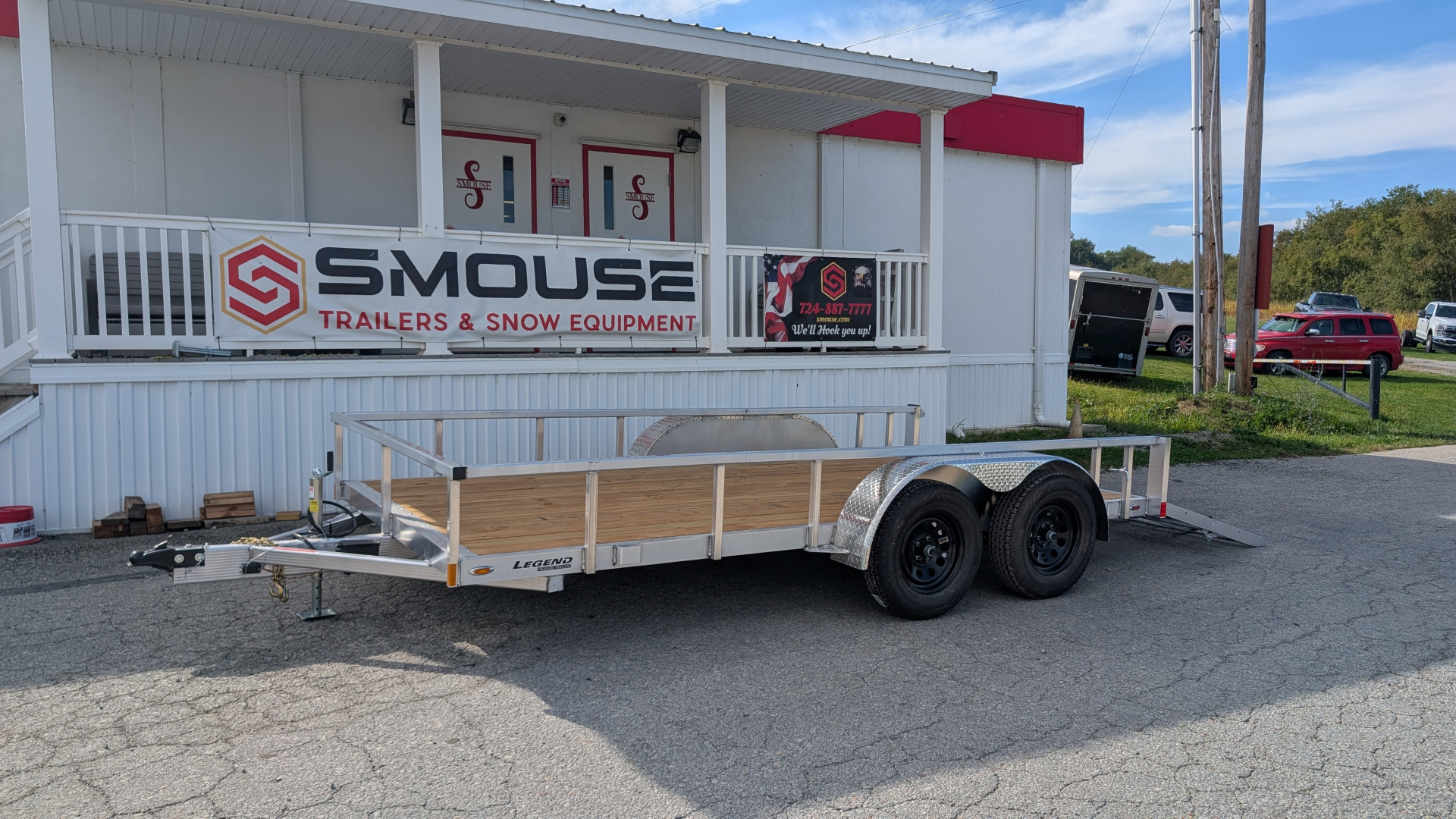 New 2026 Legend 7x14 Open Deluxe Aluminum Tandem Axle Utility Trailer w/ Bi-Fold Gate