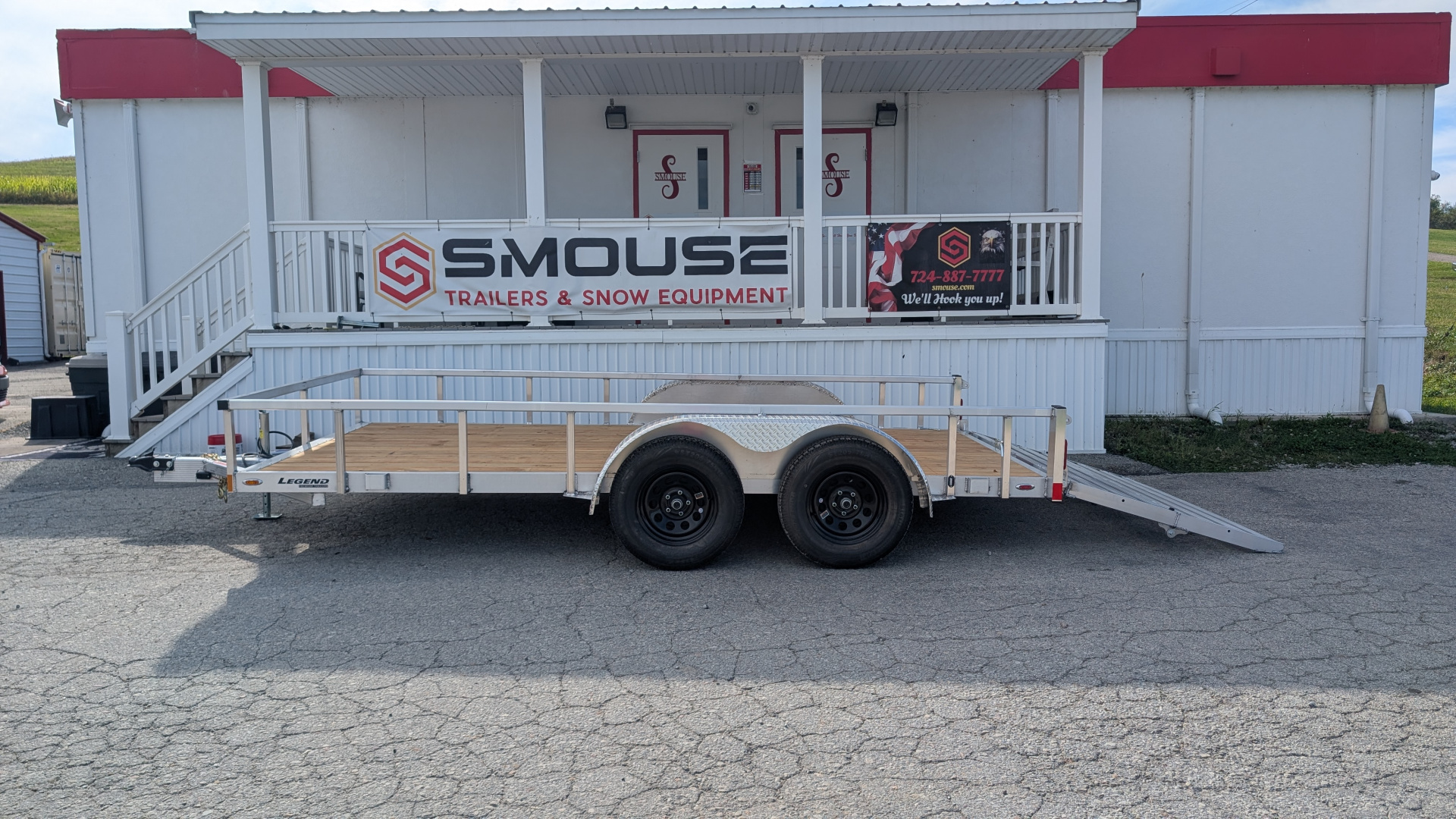New 2026 Legend 7x14 Open Deluxe Aluminum Tandem Axle Utility Trailer w/ Bi-Fold Gate