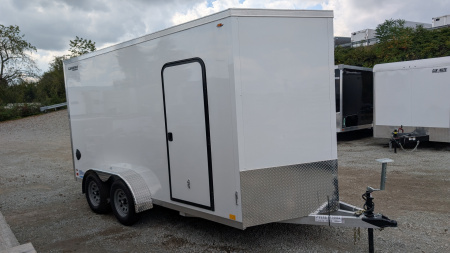 New 2026 Legend 7x14 + 2' V-Nose Aluminum Enclosed Cargo Trailer w/ Ramp Door