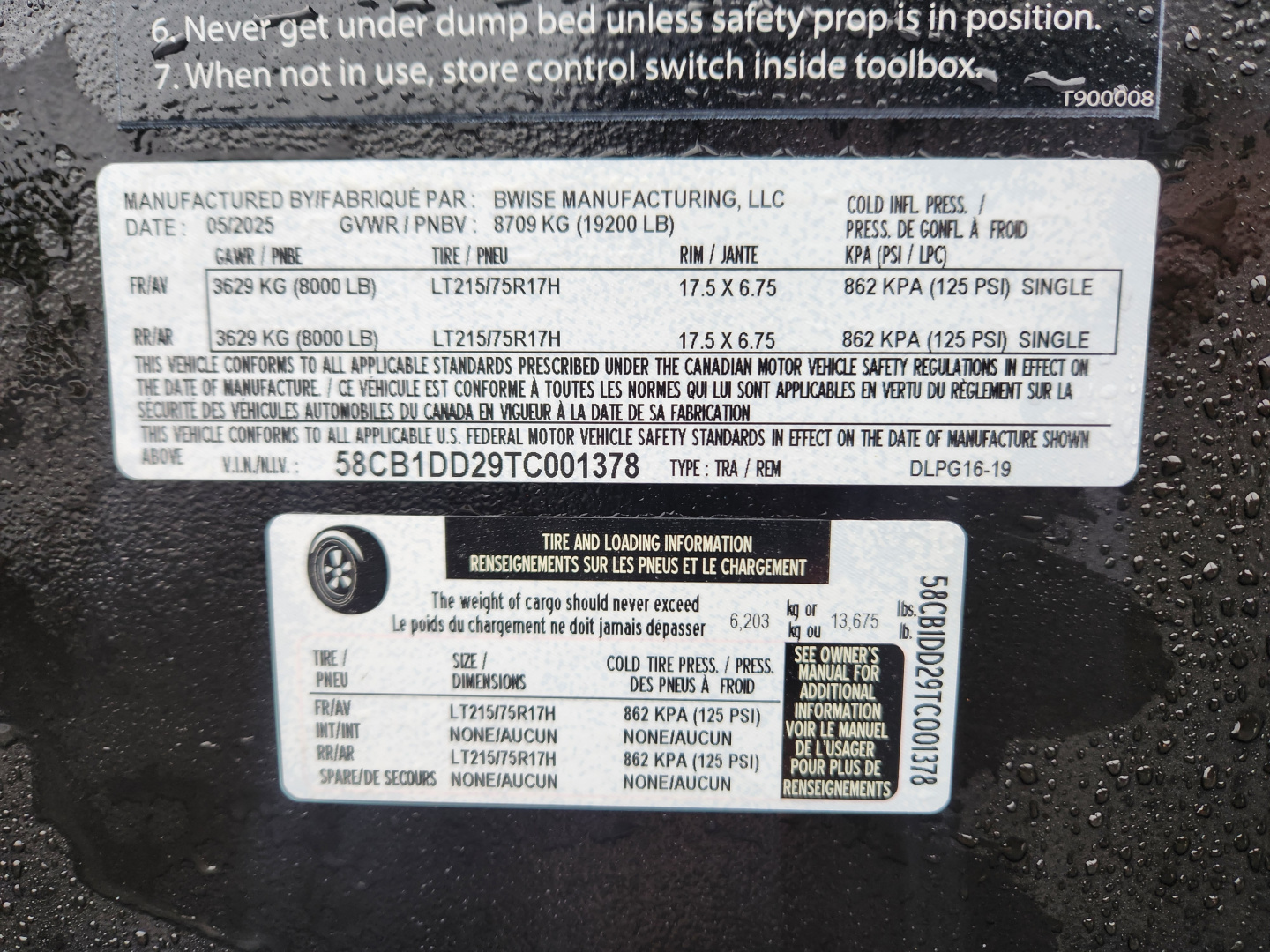 New 2026 BWISE DLP17 82x16 19K Tandem Axle Dump Trailer