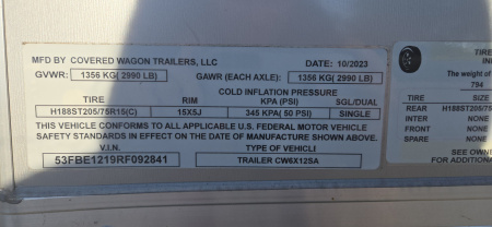 Used REPO 2024 Covered Wagon Trailers 6x12 Enclosed Trailer