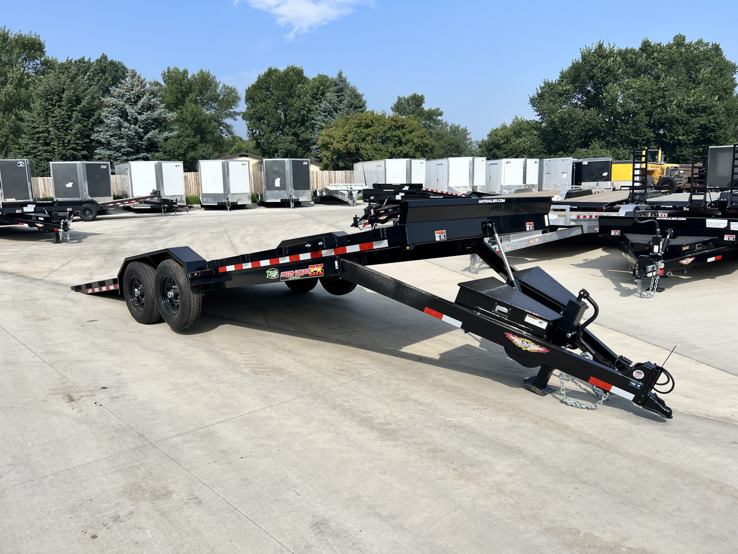 New NEW 2025 HEAVY DUTY H&H Speedloader 24’ POWER TILTbed flatbed Trailer 2-7000 lb axles =14K Drive Over Fenders