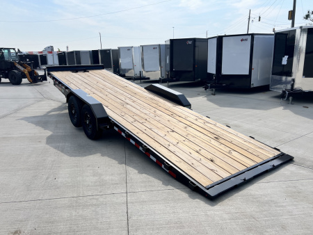 New NEW 2025 HEAVY DUTY H&H Speedloader 24’ POWER TILTbed flatbed Trailer 2-7000 lb axles =14K Drive Over Fenders