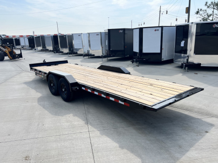 New NEW 2025 HEAVY DUTY H&H Speedloader 24’ POWER TILTbed flatbed Trailer 2-7000 lb axles =14K Drive Over Fenders