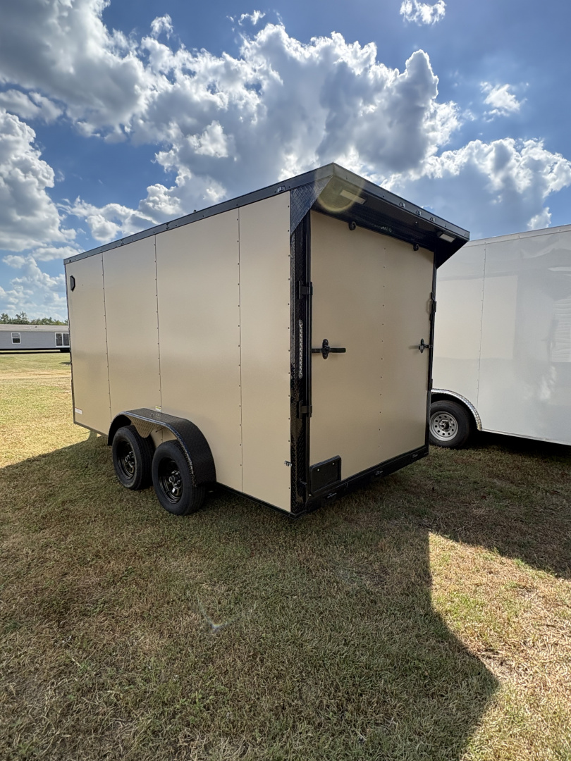 New 2026 J&C Trailers 7x14TA 7' Tall Tan PolyCor Blackout PKG Cargo / Enclosed Trailer