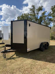 New 2026 J&C Trailers 7x14TA 7' Tall Tan PolyCor Blackout PKG Cargo / Enclosed Trailer