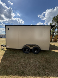 New 2026 J&C Trailers 7x14TA 7' Tall Tan PolyCor Blackout PKG Cargo / Enclosed Trailer