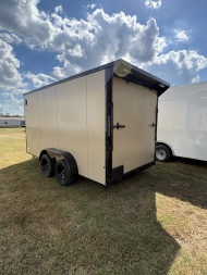 New 2026 J&C Trailers 7x14TA 7' Tall Tan PolyCor Blackout PKG Cargo / Enclosed Trailer