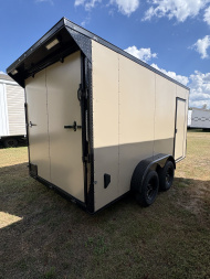 New 2026 J&C Trailers 7x14TA 7' Tall Tan PolyCor Blackout PKG Cargo / Enclosed Trailer