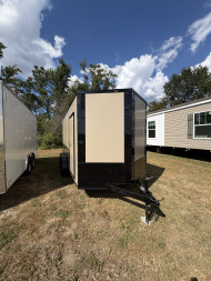 New 2026 J&C Trailers 7x14TA 7' Tall Tan PolyCor Blackout PKG Cargo / Enclosed Trailer