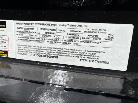 New 2026 Quality Trailers 20' (18 + 2) 17K Equipment Trailer with Ramps