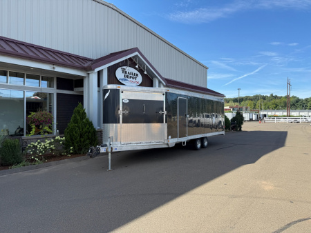 Used Featherlite 8'6" x 22' + 6' V-Nose Snowmobile Trailer 7K