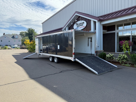 Used Featherlite 8'6" x 22' + 6' V-Nose Snowmobile Trailer 7K