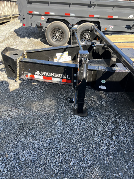 New 2026 Iron Bull FLP Series 102"x25' / 2-10,000# Electric Brake Axles / 16" Dual Wheels / 5' Rampage Ramps / Deckover Trailer / Dual 12k set back jacks