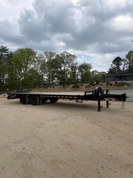 New 2026 Iron Bull FLP Series 102 x25' / 2-10,000# Electric Brake Axles / 16  Dual Wheels / 5' Rampage Ramps / Deckover Trailer / Dual 12k set back jacks