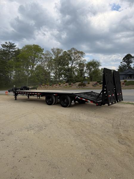 New 2026 Iron Bull FLP Series 102"x25' / 2-10,000# Electric Brake Axles / 16" Dual Wheels / 5' Rampage Ramps / Deckover Trailer / Dual 12k set back jacks