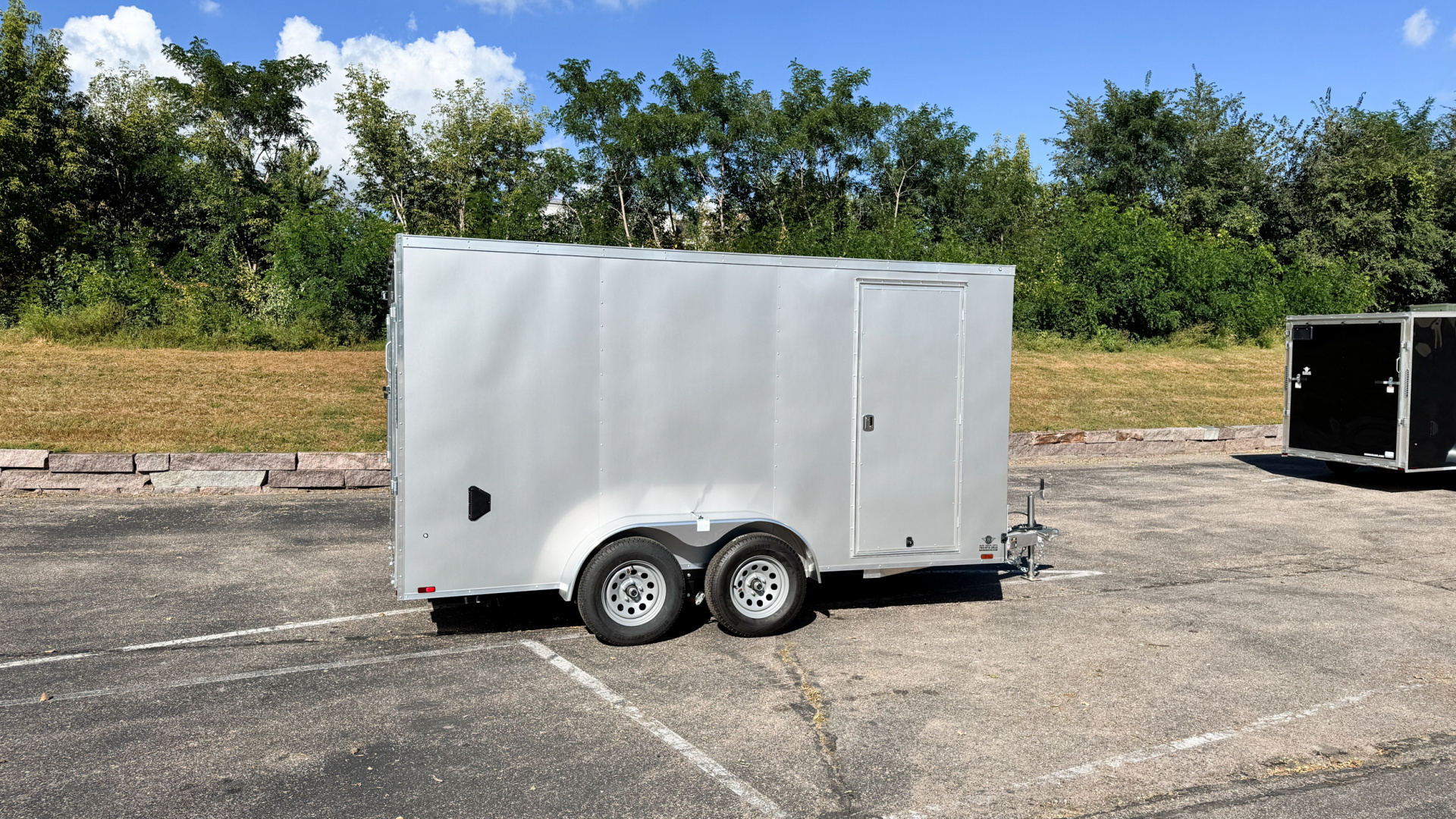 Trailer Rear Door Ramp New Lightning 7x14 Aluminum Enclosed Trailer - Rear ramp door!