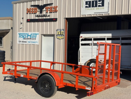 New 2026 Top Hat DSP 12'x77" Utility Trailer(Orange)