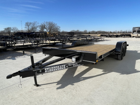 New 2026 DAVIDSON 83X16 (14+2) TANDEM (2)AXLE WOOD FLOOR CAR HAULER W/SLIDE IN RAMPS