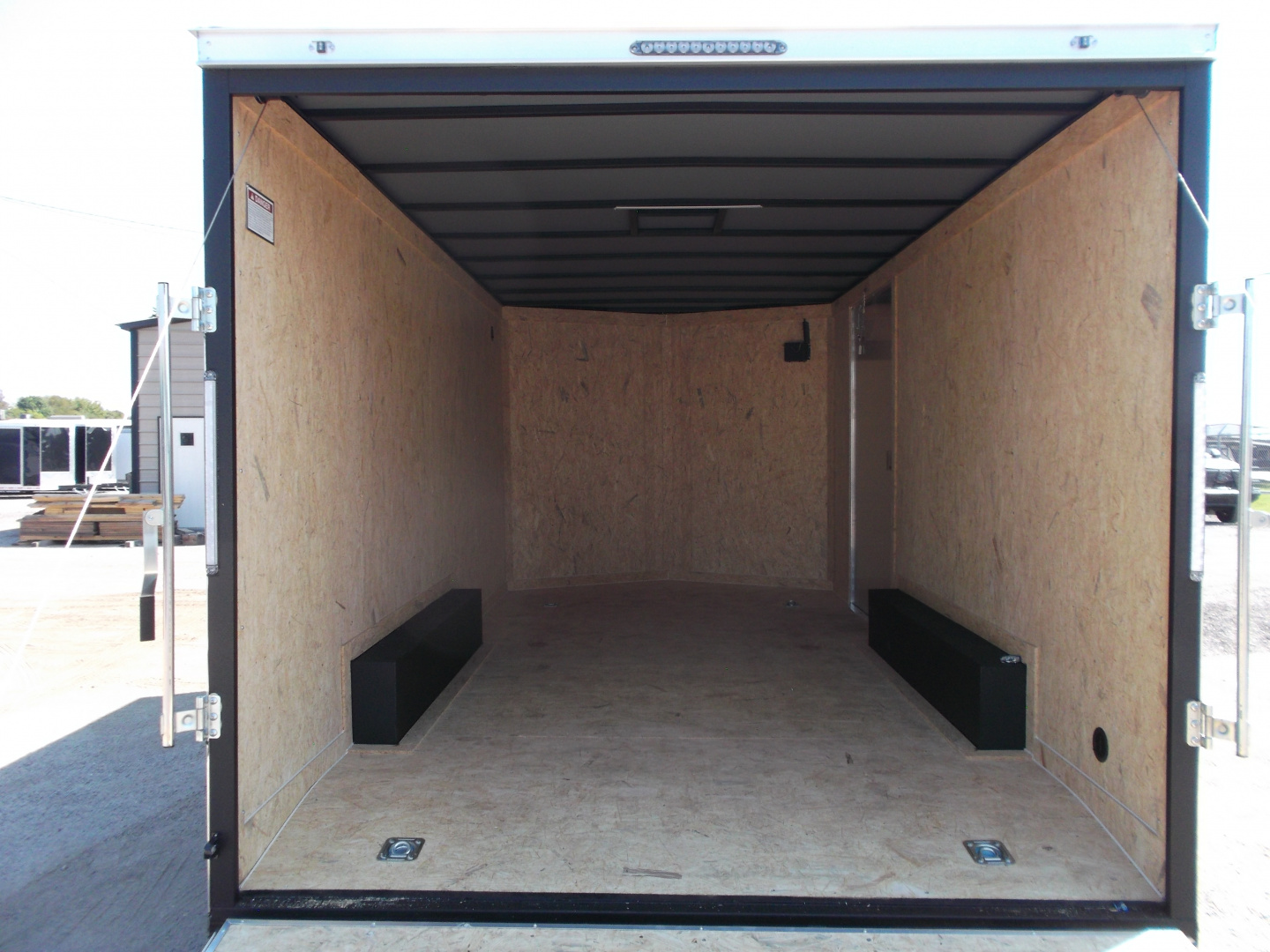 New 2026 Covered Wagon Trailers 8.5x16 Cargo Trailer / Car Hauler / 5200# Axles / 7ft Interior Height / 48" RV Side Door / .080 Charcoal Gray Poly Core Semi-Screwless Exterior / 60" Triple Tube Tongue / Extra Wide Ramp