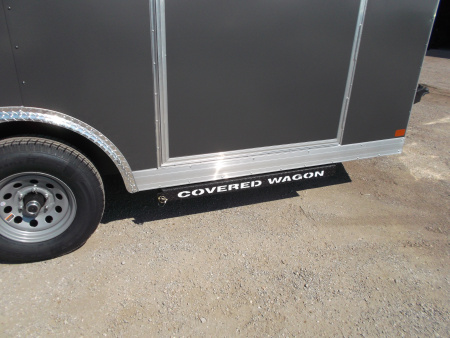 New 2026 Covered Wagon Trailers 8.5x16 Cargo Trailer / Car Hauler / 5200# Axles / 7ft Interior Height / 48" RV Side Door / .080 Charcoal Gray Poly Core Semi-Screwless Exterior / 60" Triple Tube Tongue / Extra Wide Ramp