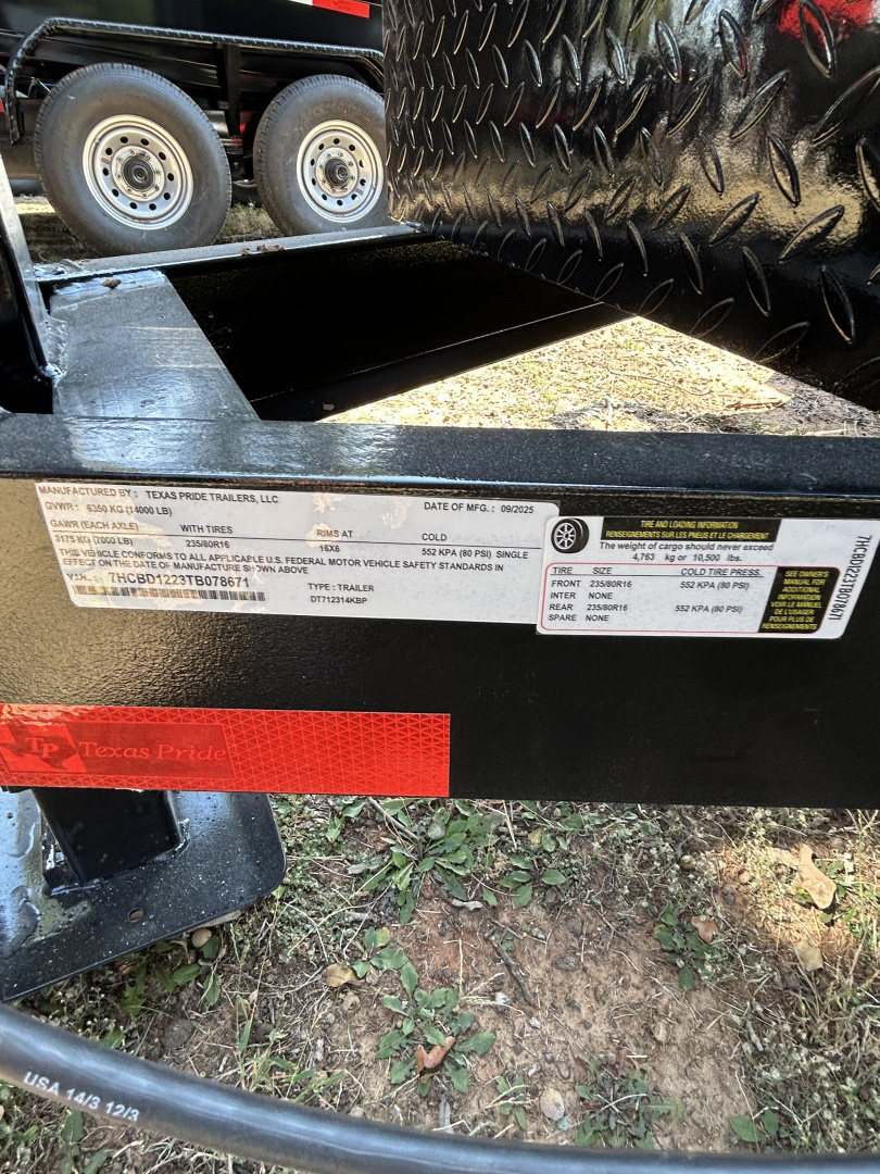 New 2026 Texas Pride Trailers 7x12x3ft sidewalls Dump Trailer-Tandem Axles-7K axles