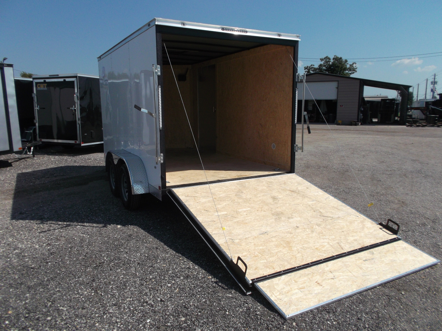 New 2026 Covered Wagon Trailers 7x12 Tandem Axle Cargo Trailer / Enclosed Trailer / 6'6" Interior / Extra Wide Ramp / 36" RV Door / .030 White Semi-Screwless Exterior