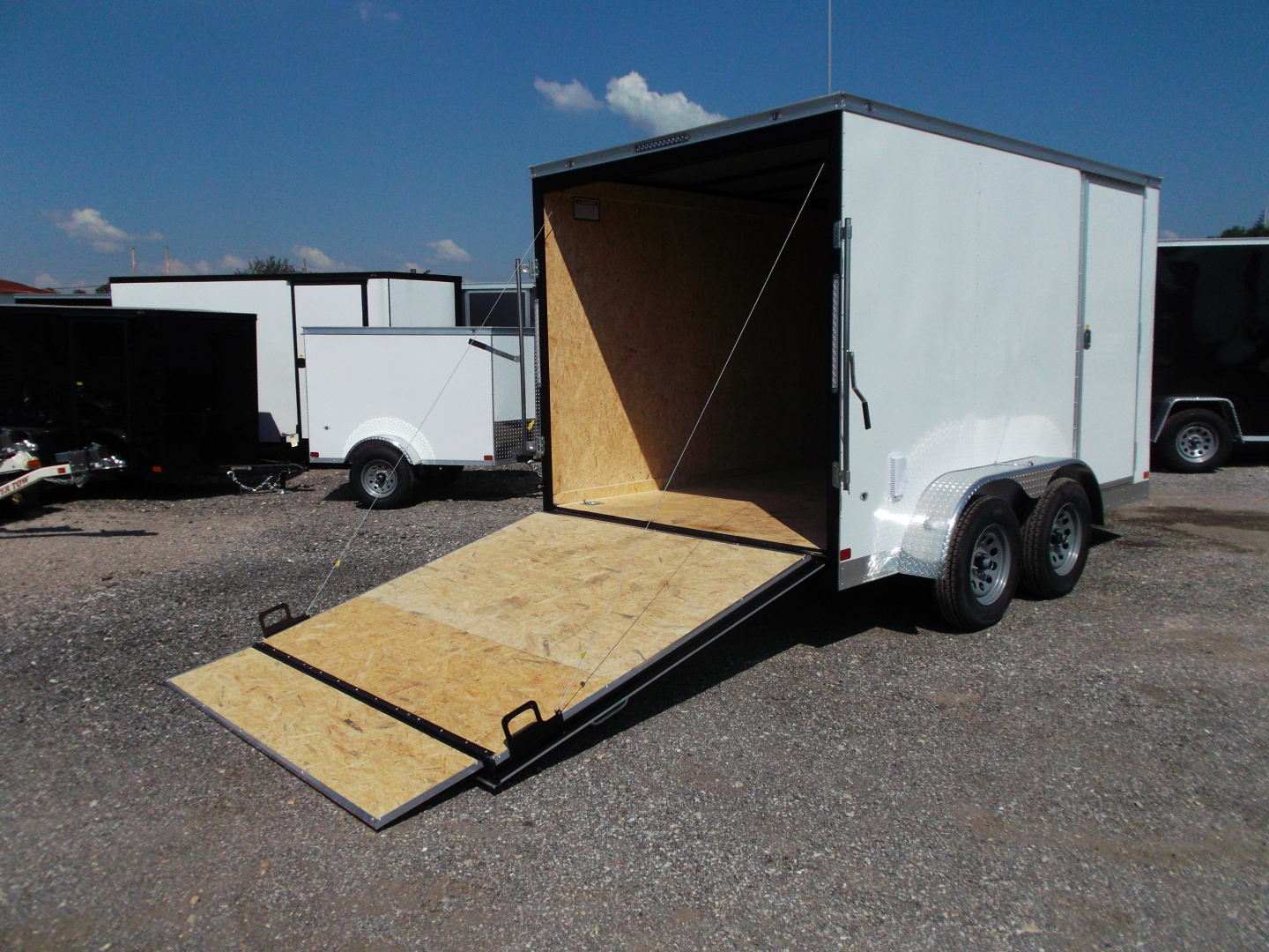 New 2026 Covered Wagon Trailers 7x12 Tandem Axle Cargo Trailer / Enclosed Trailer / 6'6" Interior / Extra Wide Ramp / 36" RV Door / .030 White Semi-Screwless Exterior