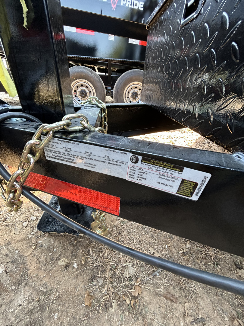 New 2026 Texas Pride Trailers 7x16x3ft sidewalls Dump Trailer-Tandem Axles-8K axles