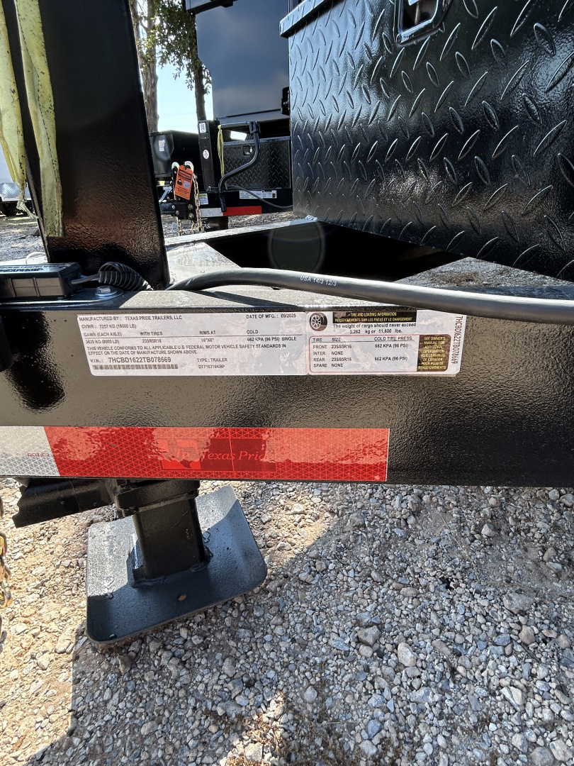 New 2026 Texas Pride Trailers 7x16x3ft sidewalls Dump Trailer-Tandem Axles-8Kaxles