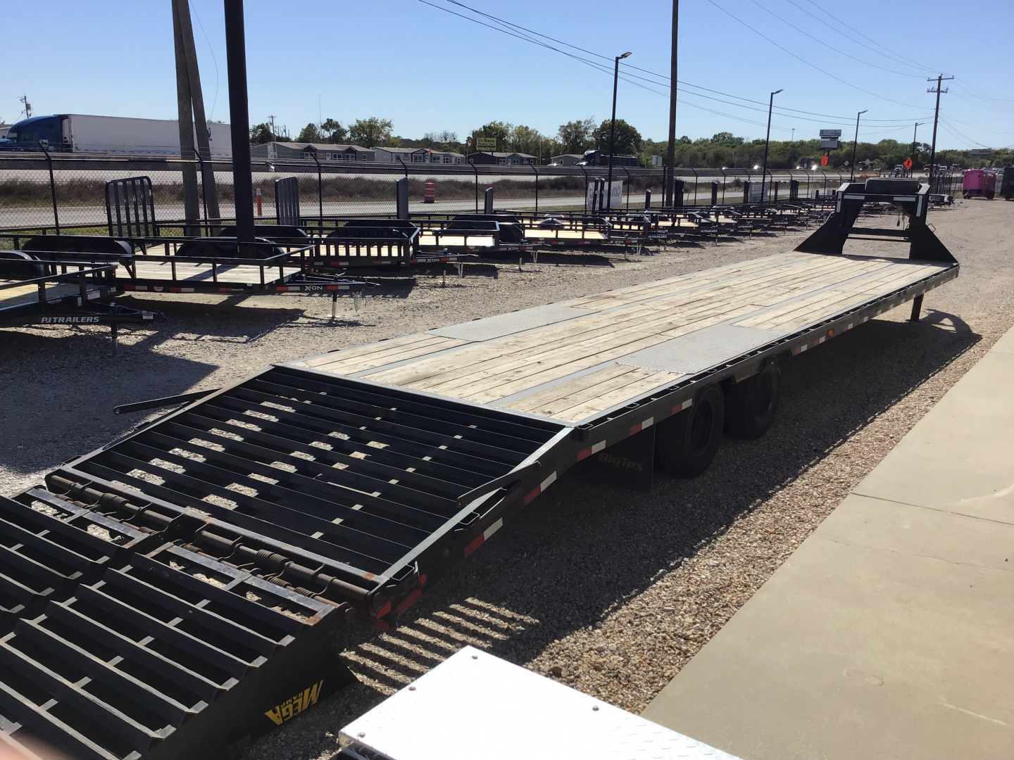 Used 2021 Big Tex 102"x40' GN Flatbed w/ Monster Ramps