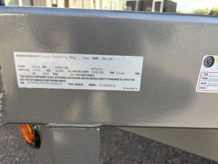 New 2026 Cross Country Manufacturing 610DT8LP Dump Trailer