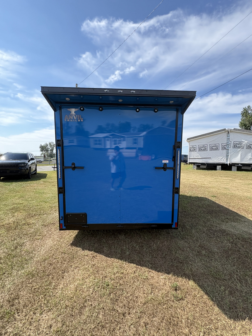 New 2026 Anvil 7x14TA 7' Slant V Nose .080 PolyCor Pepsi Blue Blackout PKG Cargo / Enclosed Trailer