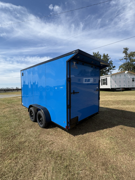 New 2026 Anvil 7x14TA 7' Slant V Nose .080 PolyCor Pepsi Blue Blackout PKG Cargo / Enclosed Trailer