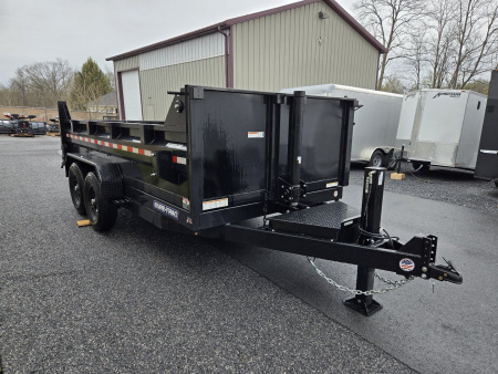 New 7 x 14 Sure-Trac HD Telescopic Dump Trailer, 14K GVWR ***w/ 15k Hydraulic Jack, Stabilizer Jacks, Ramps, Combo Gate, Tarp Kit & Battery Charger