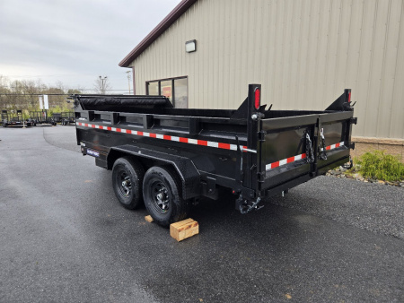 New 7 x 14 Sure-Trac HD Telescopic Dump Trailer, 14K GVWR ***w/ 15k Hydraulic Jack, Stabilizer Jacks, Ramps, Combo Gate, Tarp Kit & Battery Charger