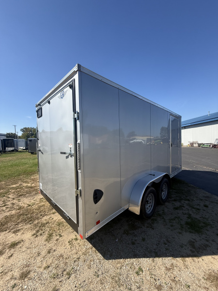 New 2026 RC Trailers 7x16 7k. V-nose 84' interior height, ramp door, screwless, 4-Drings, Door flap Cargo / Enclosed Trailer