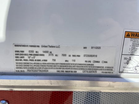 New United UXT 20' Enclosed Cargo Trailer