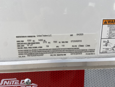 New 2026 United Trailers Cargo / Enclosed Trailer UXT 20'