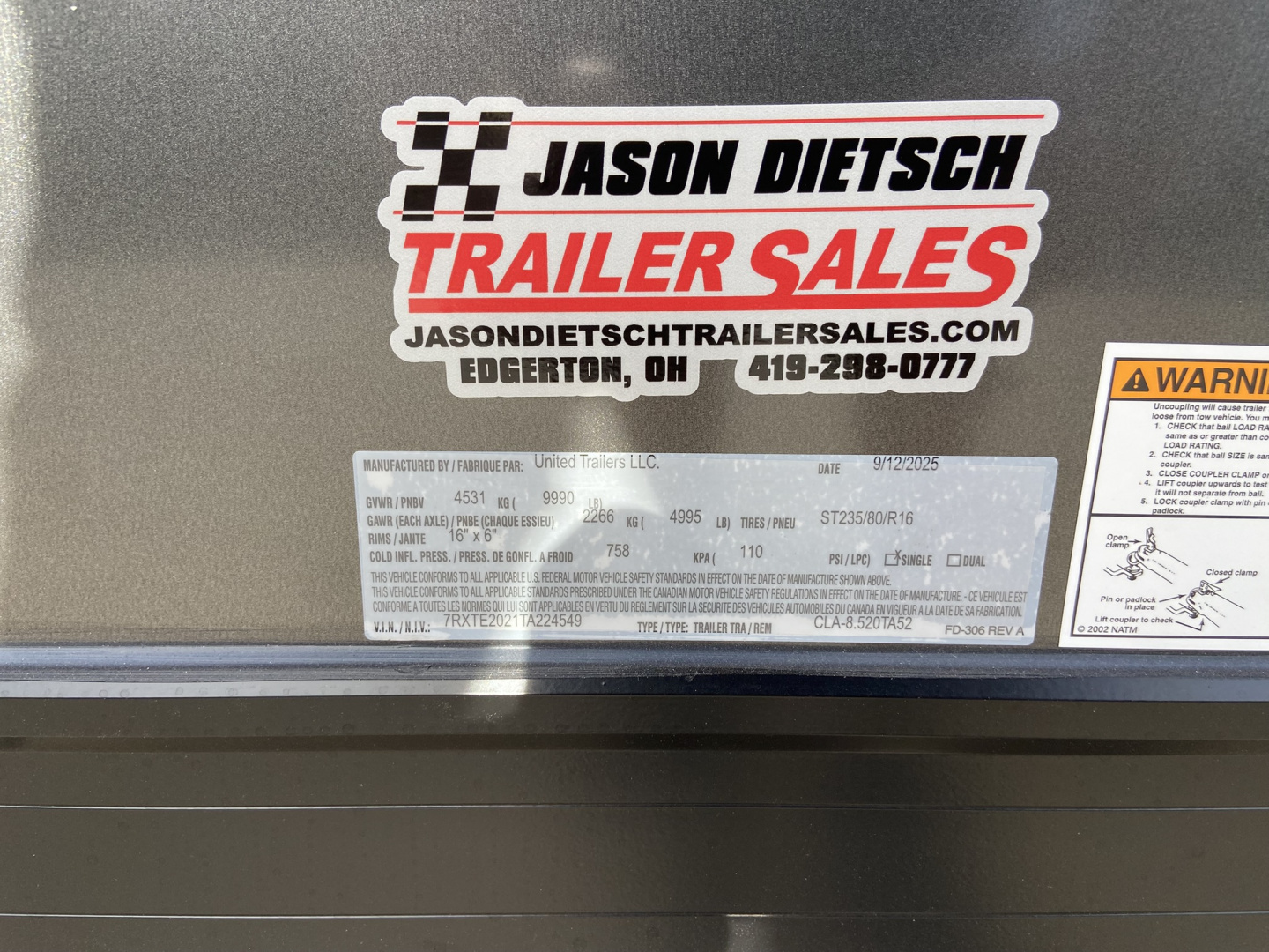 New 2026 United Trailers CLA-8.520TA52 Car / Racing Trailer