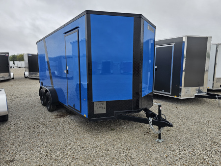 New 2026  True Blue /Blackout Cargo Express EX DLX 7' x 16' 7K Ramp Door Cargo / Enclosed Trailer