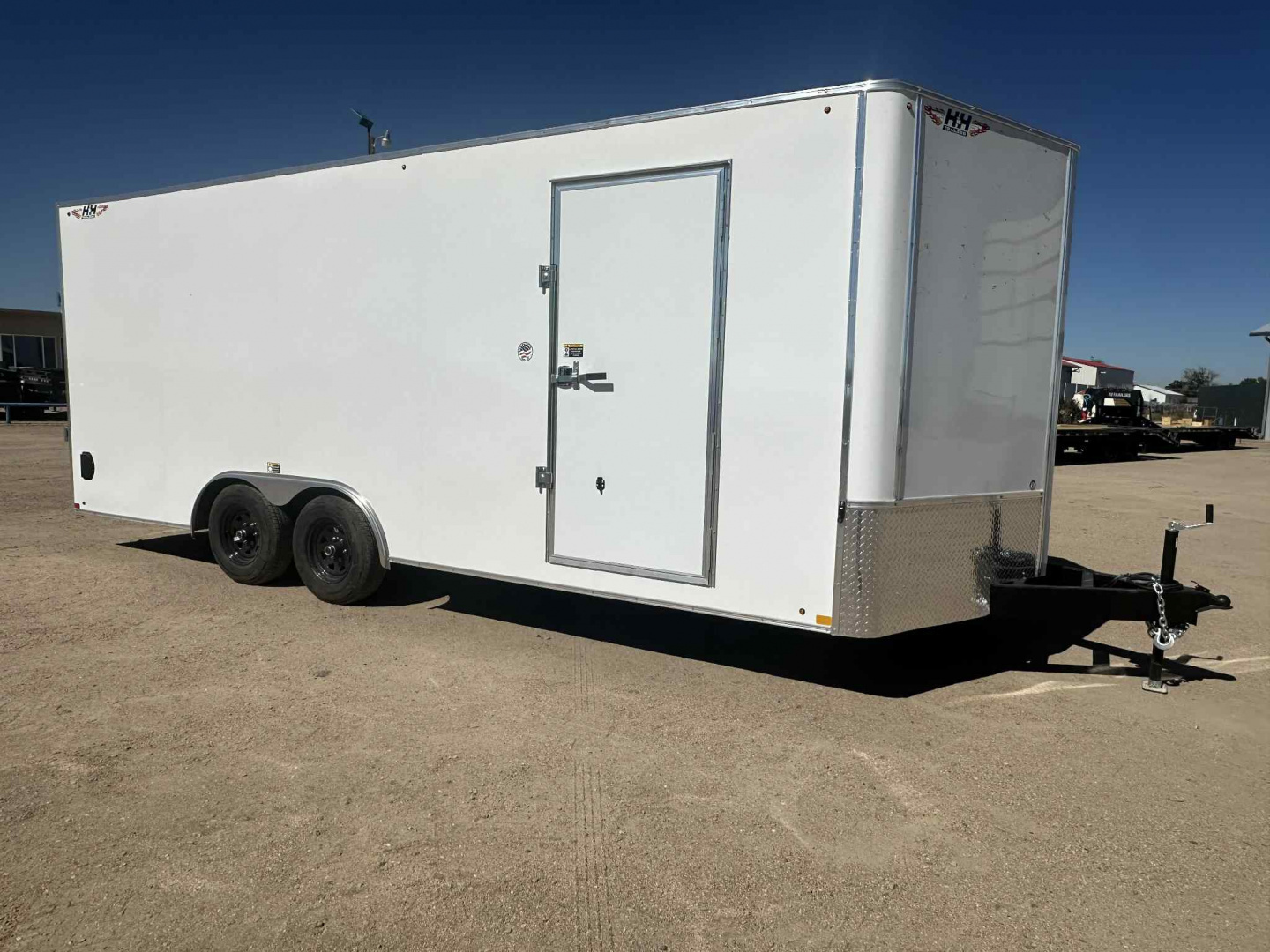 New 2026 H&H 8.5x20 Flat Top V-Nose Enclosed Cargo Trailer, White