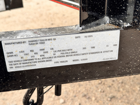 New 2026 Diamond T 5-10 Ramp Gate Utility 3K GVWR
